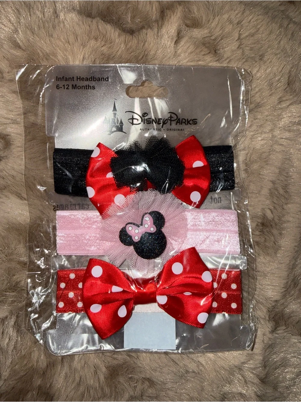 Disney Parks Infant Minnie Mouse Headband Set 6–12 Months NWT 3 Piece Bow Set